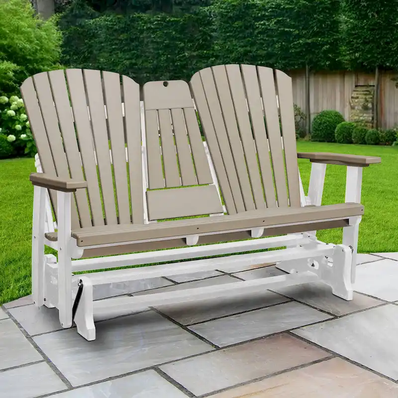 American Furniture Classics Two Seat Fan Back Glider with Drop Down Table/Cup Holder - N/A