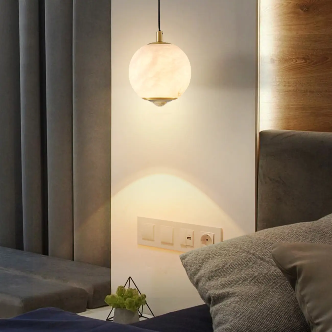 Modern Gold Globe Alabaster Kitchen Pendant Lighting