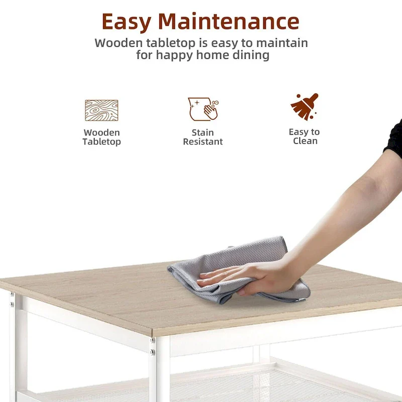 3-Piece Bar Table Set with Metal Shelf,Small Pub Table Set,Dining Set