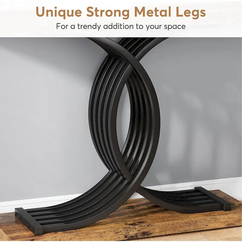 Faux Marble Console Table with Gold Metal Frame - White/Gold - 40