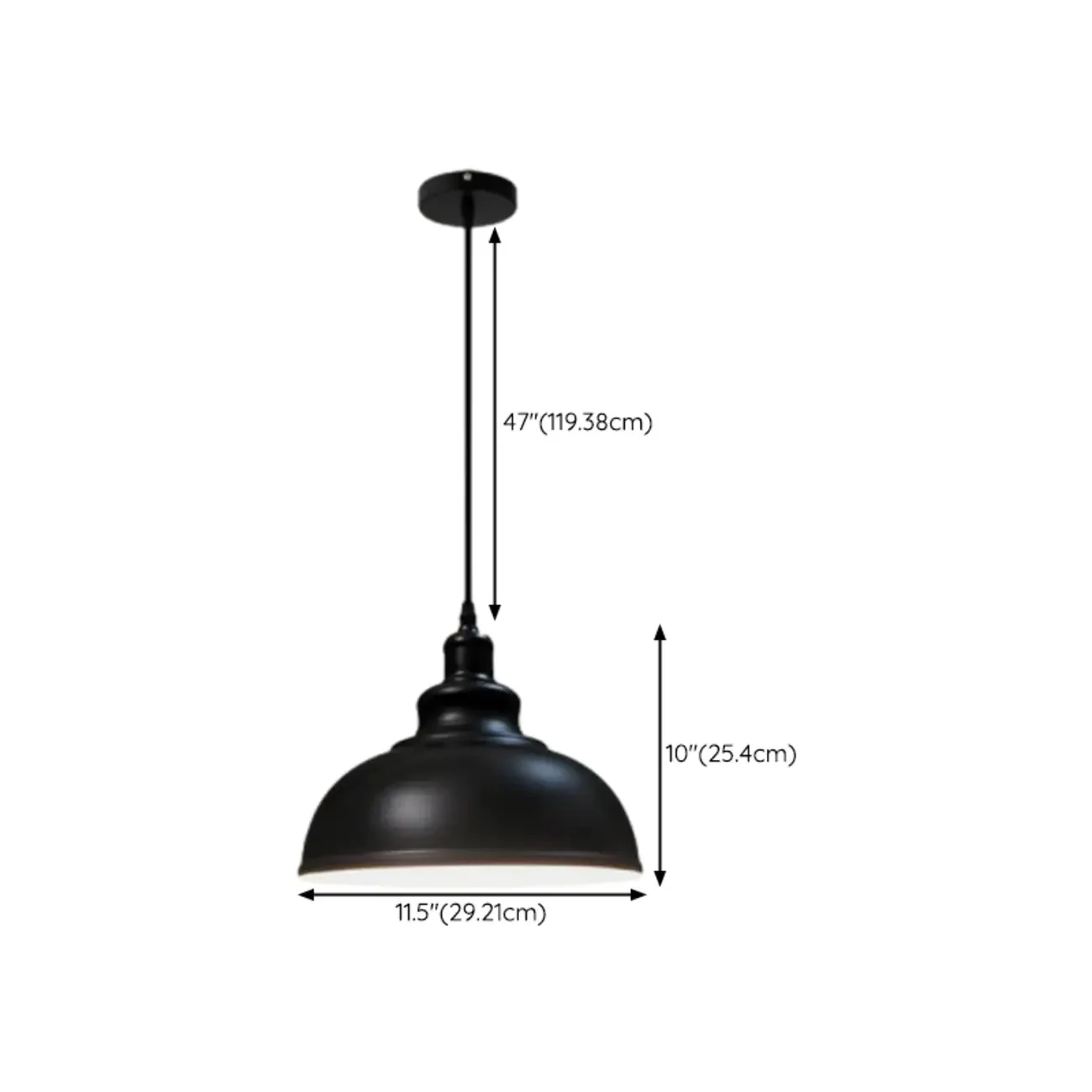 Industrial Adjustable Black Round Pendant light