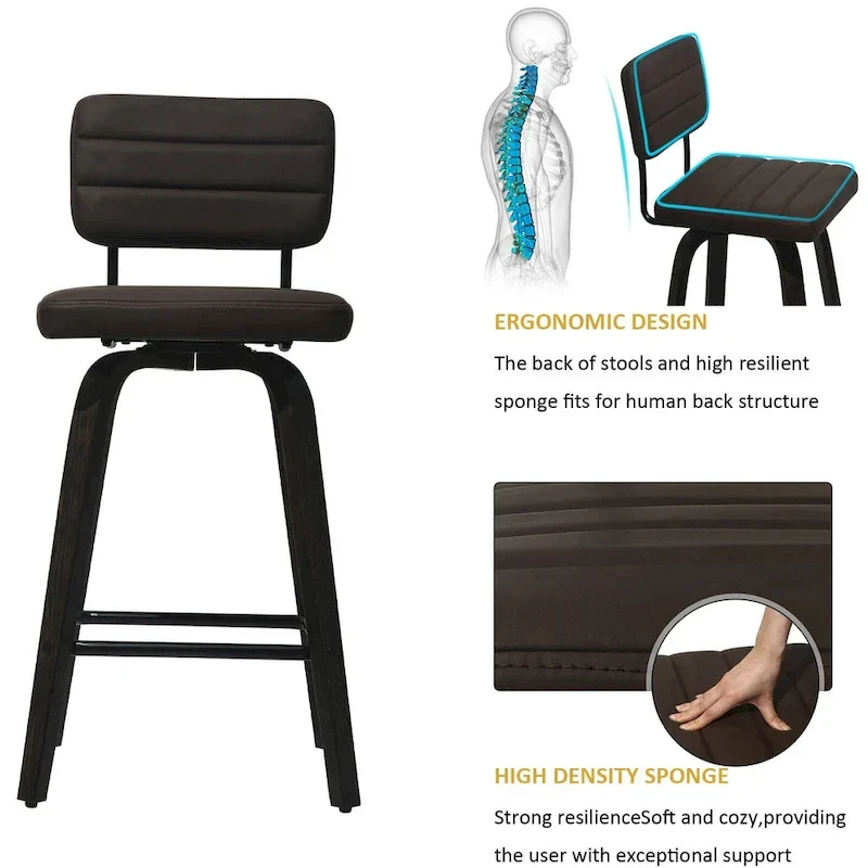 Swivel Counter Height Bar Stool with PU Leather Seat