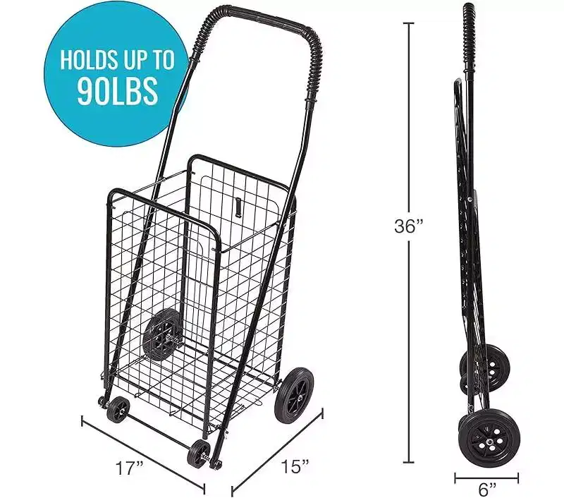 DMI Folding Utility Cart with Wheels, 90 lb Capacity Lightweight Rolling Cart with Carrying Case