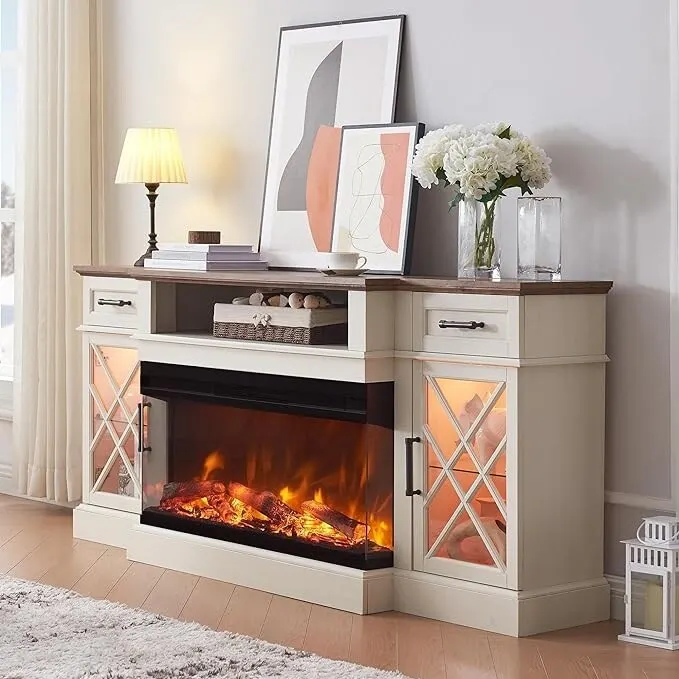 3-Sided Electric Fireplace TV Stand