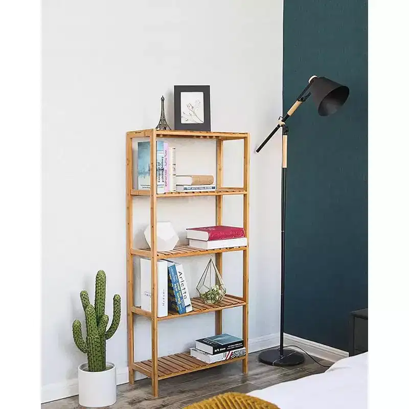 SONGMICS Bamboo Storage Shelf, 5-Tier Shelving Unit, Multifunctional, in the Entryway, Bathroom,10.2 x 23.6 x 51.2 Inches