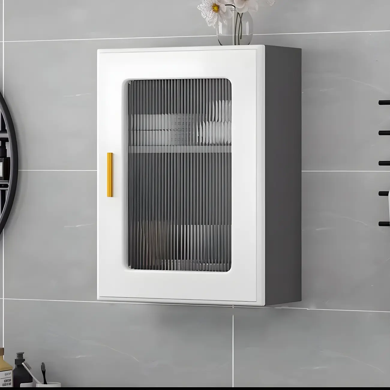 Modern Simple Floating Glass Door Wood China Cabinet