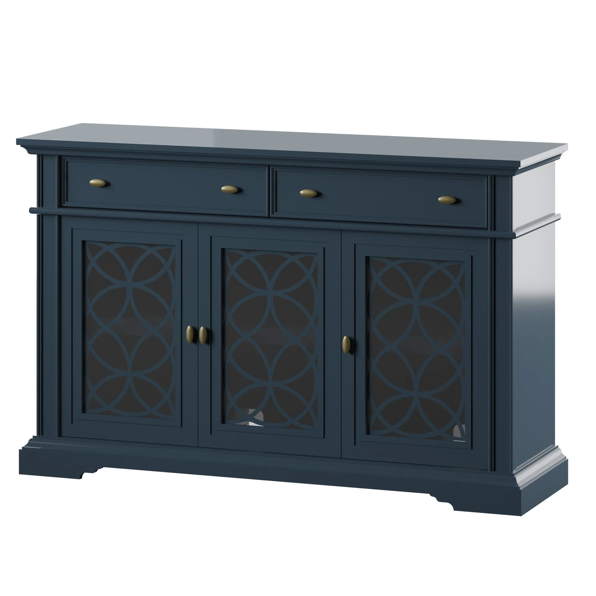 Farmhouse Traditional 52 Buffet Sideboard with Accented Glass-Front Doors