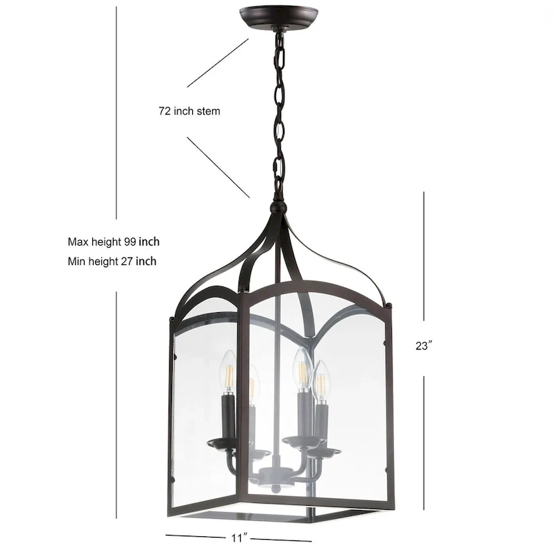 Ruth 11  4-light Lantern Metal/Glass LED Pendant by JONATHAN Y