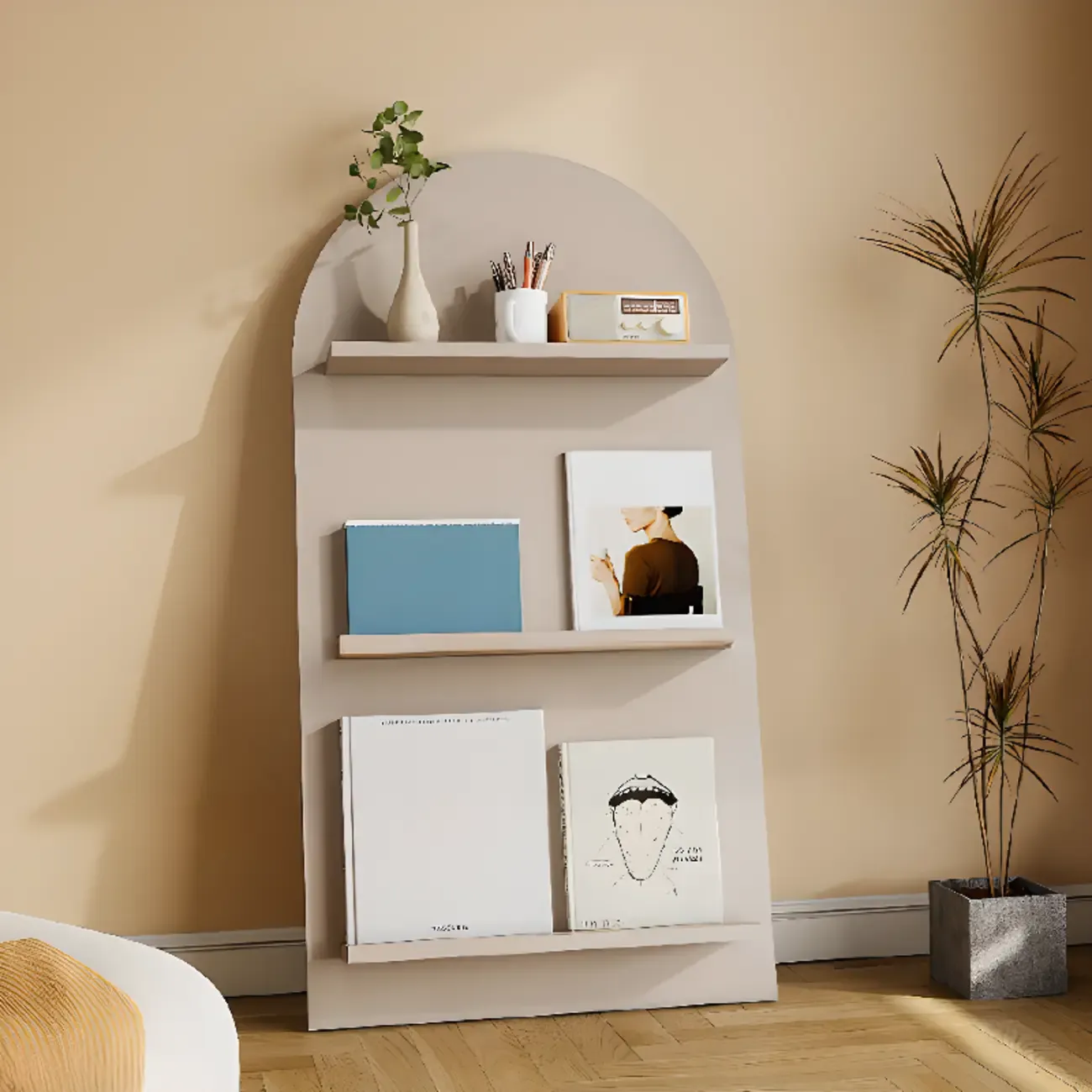 Scandinavian Solid Wood 4-Tier Ladder Bookcase