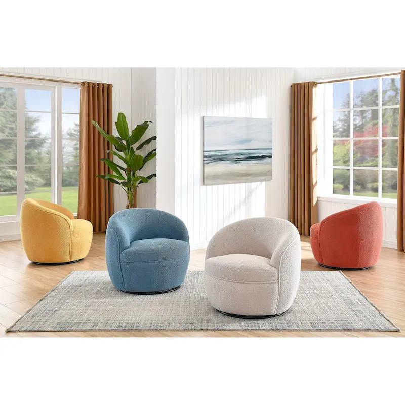 Galleria 360 Swivel Teddy Sherpa Fabric Barrel Chair