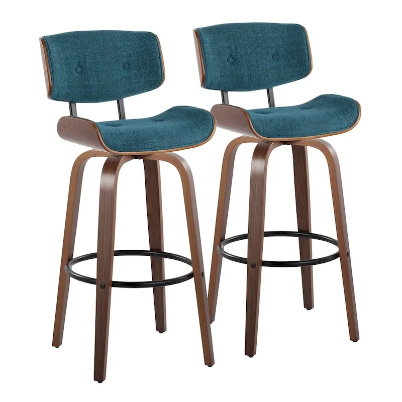 Carson Carrington Leksand 30 Fixed-Height Bar Stool with Bent Wood Legs (Set of 2)