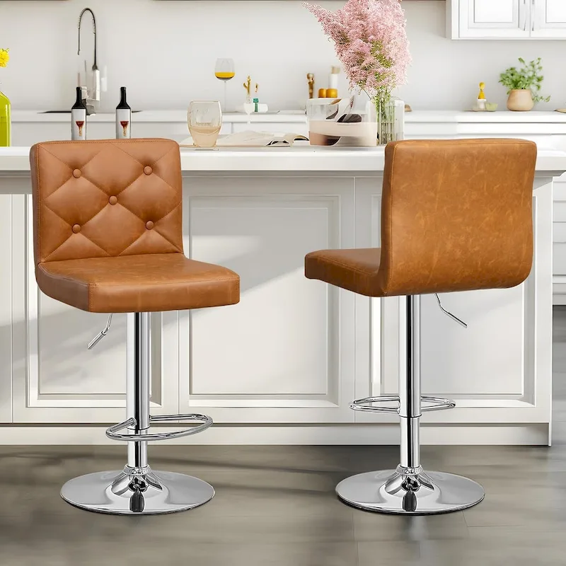 Javlergo Set of 4 Bar Stools Adjustable Swivel Counter Height Barstools with Back