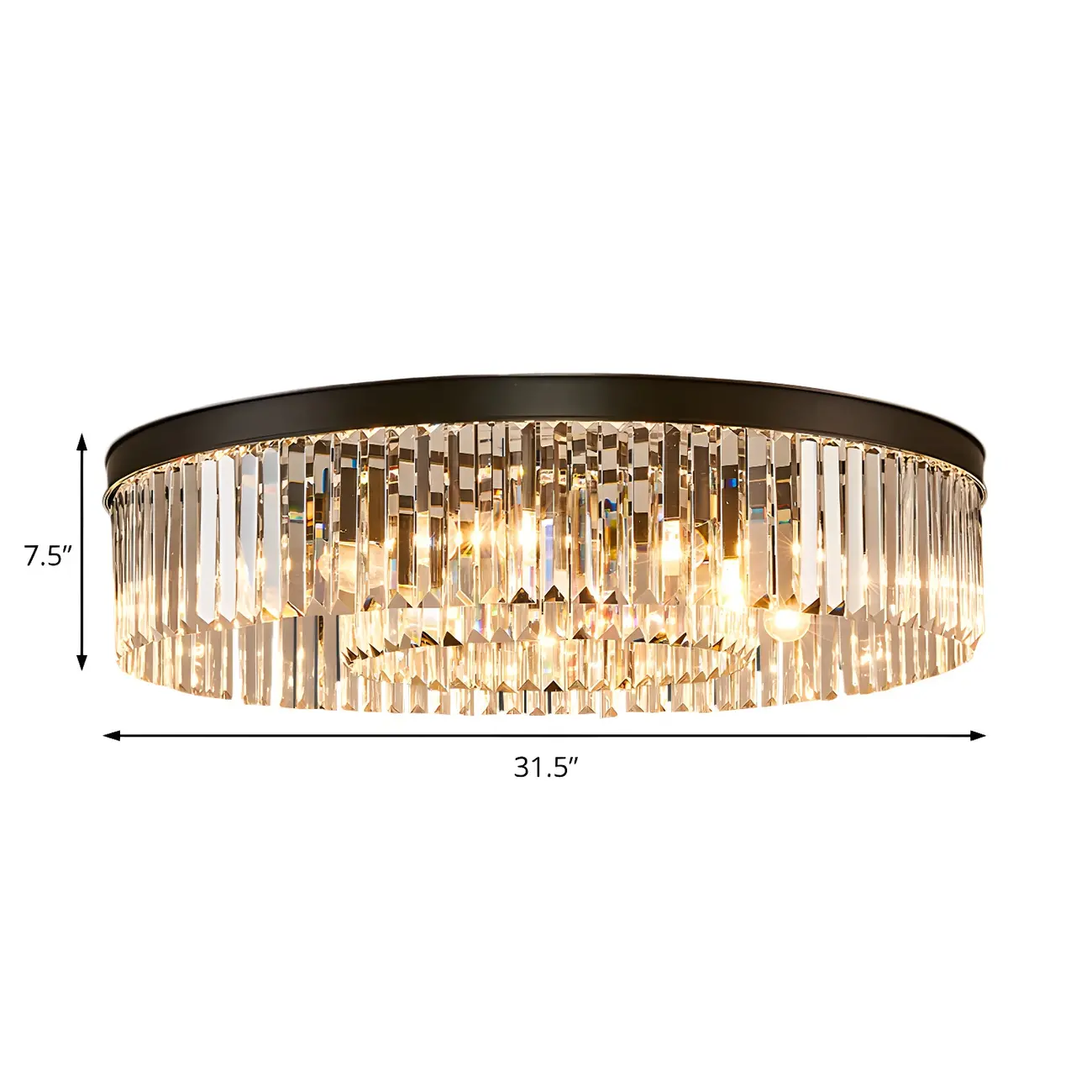 Modern Black Large Crystal Flush Mount Ceiling Light