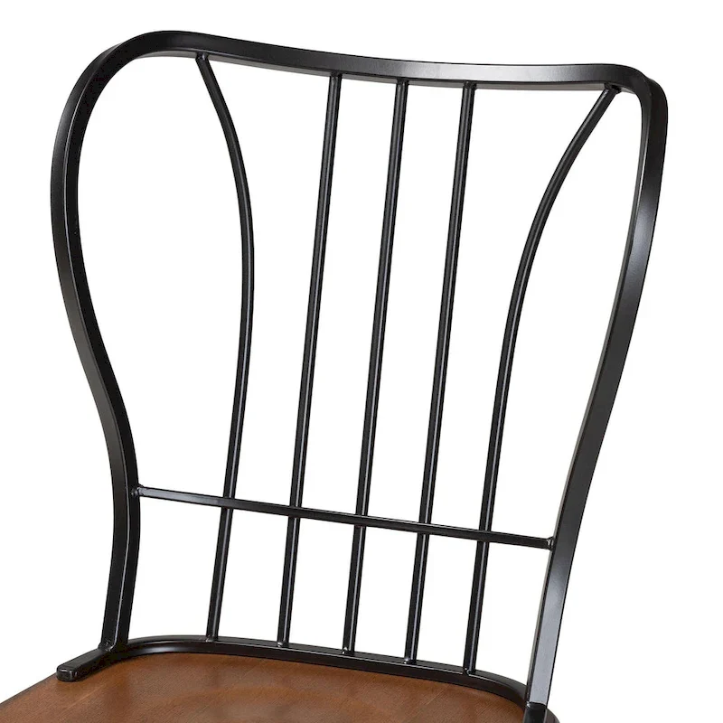 Industrial Metal and Wood Dining Chairs (Set of 2)