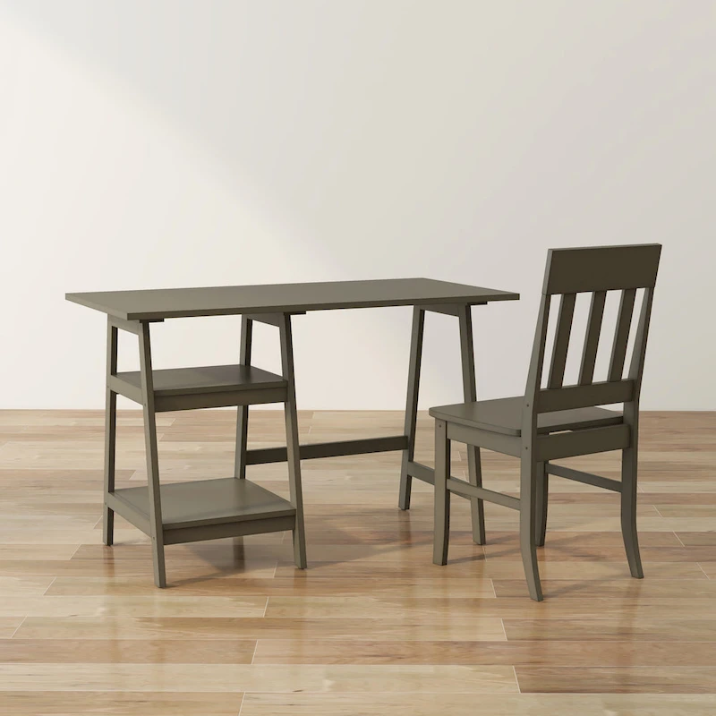 Oller Transitional 47-inch 2-Piece Glass Computer Desk with Chair by Furniture of America