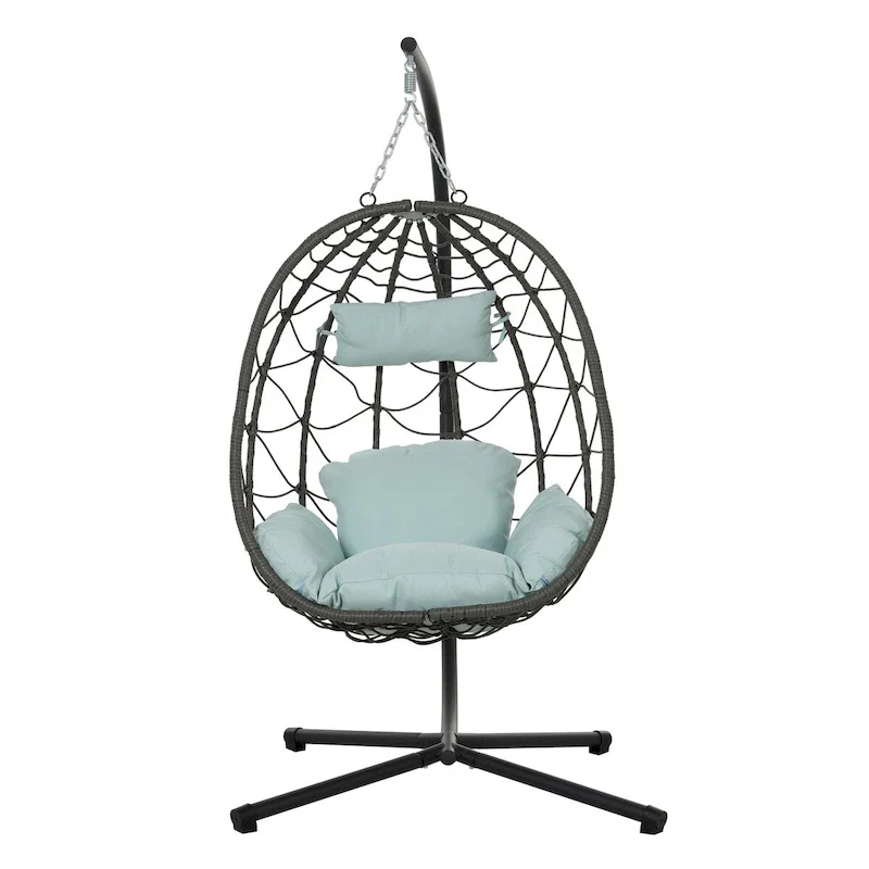 Egg Chair with Stand Indoor Outdoor Swing Chair Patio Wicker Hanging Egg Chair Hanging Basket Chair with Stand