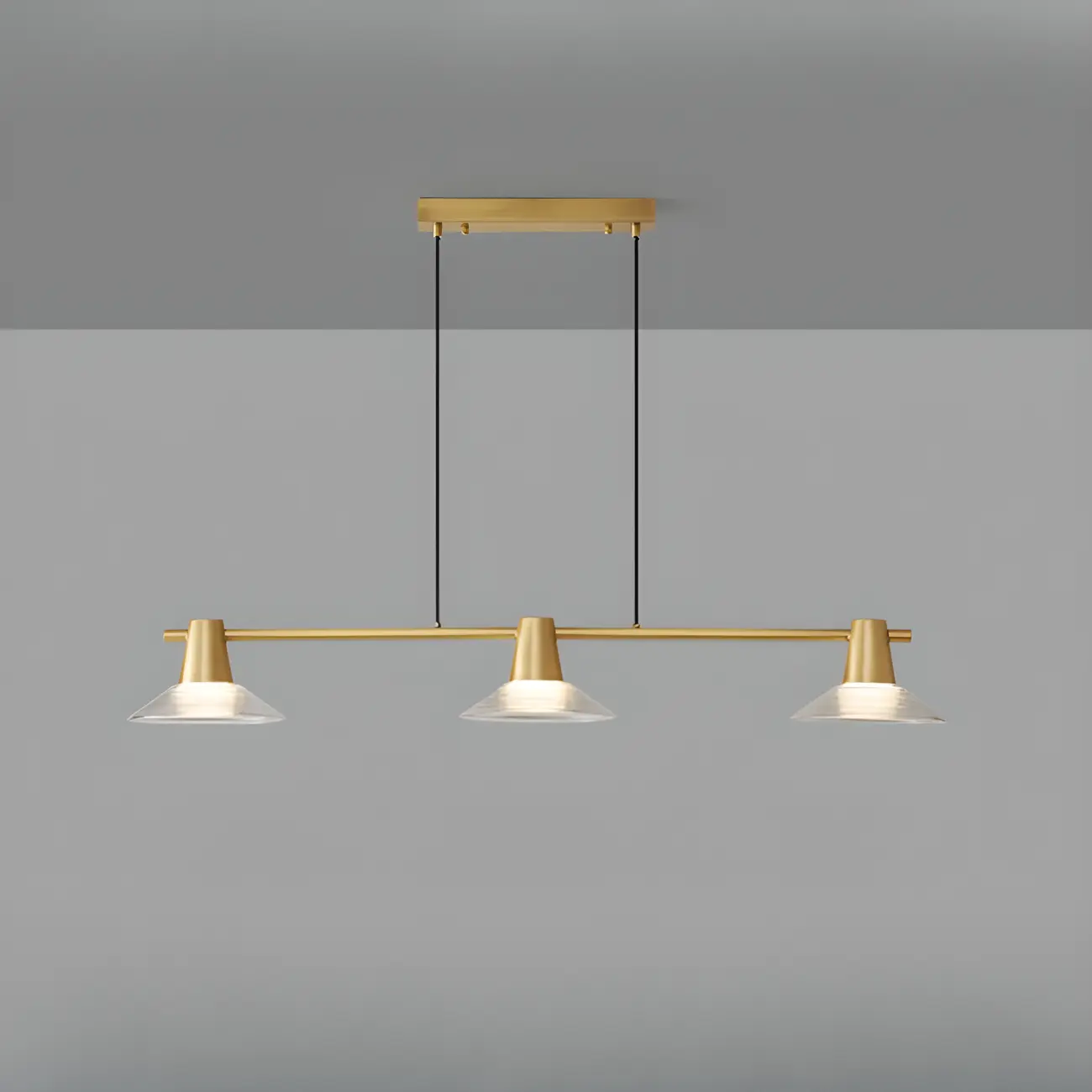 Modern Black Cone Glass 3-Light Island Light