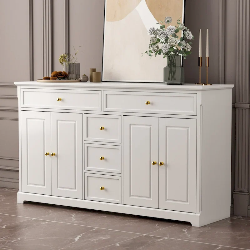 59.1Sideboard Buffet White Mid-Century Modern Contemporary Lacquered