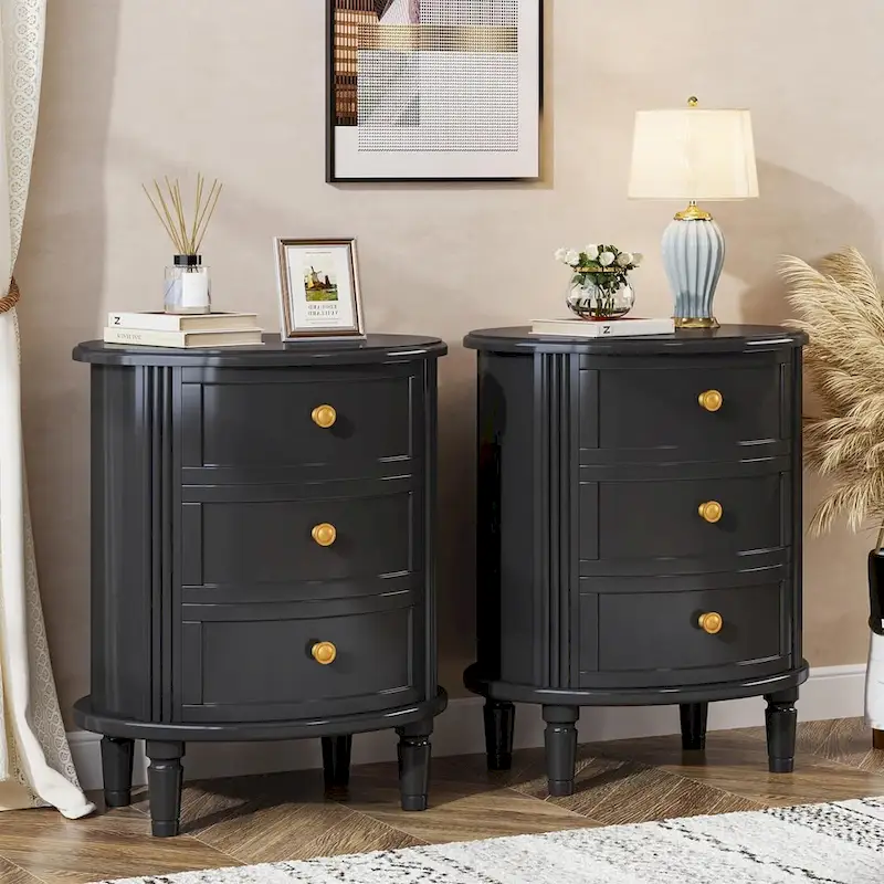 Fully Assembled Nightstand with 3 Drawers