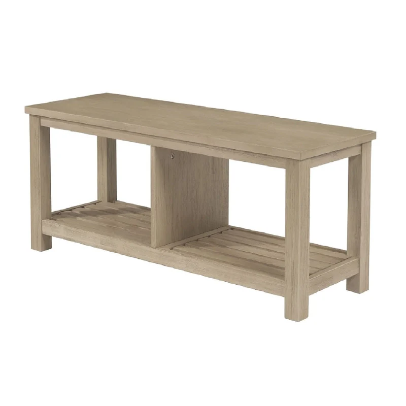 Brown / Drifted Sand / Alto Black Solid Acacia Wood TV Bench, Single
