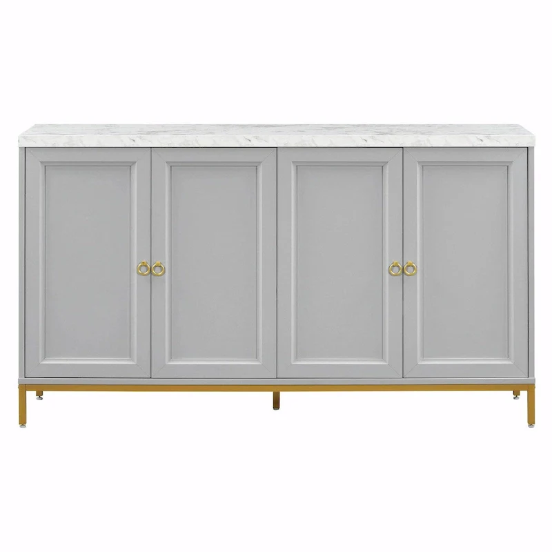 Contemporary Sideboard with Spacious Storage, Metal Handles