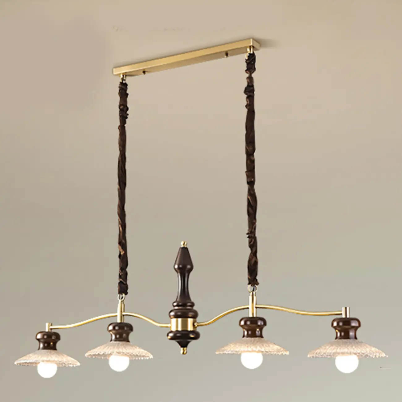 Nordic Brown Adjustable Length Island Pendant Light for Kitchen