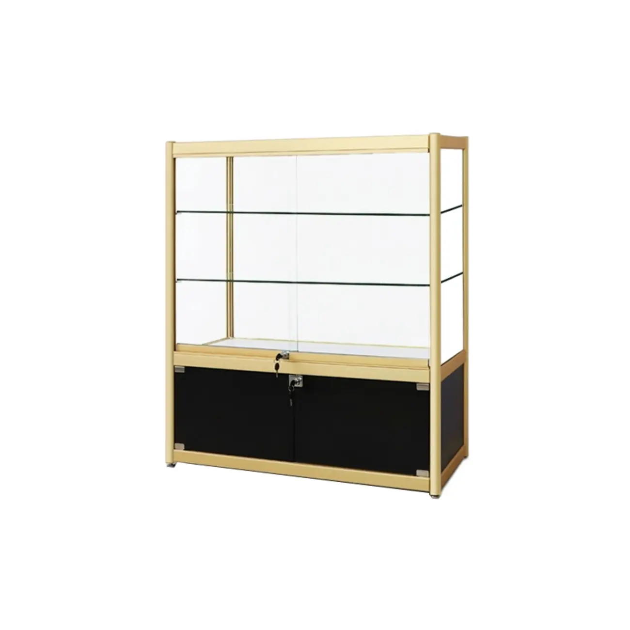 Gold Rectangular Metal Frame Glass Curio Cabinet