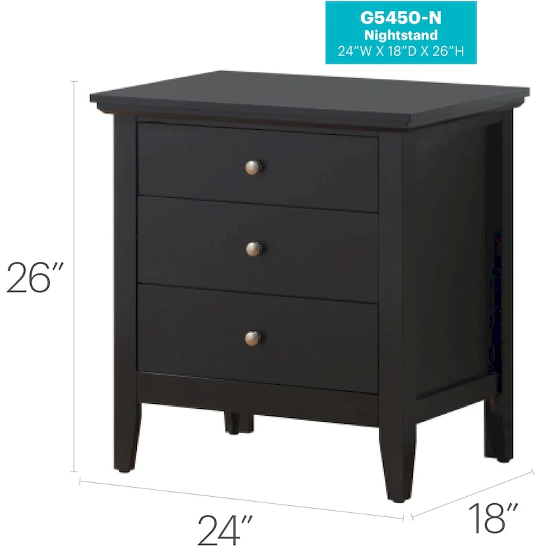 Hammond 3-Drawer Nightstand (26 in. H x 24 in. W x 18 in. D)