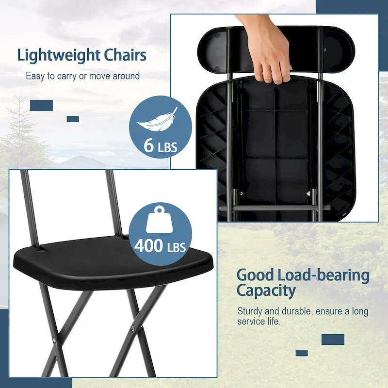 Gymax 4-Pack Folding Chair w/ Metal Curved Feet Wide Seat & Ergonomic
