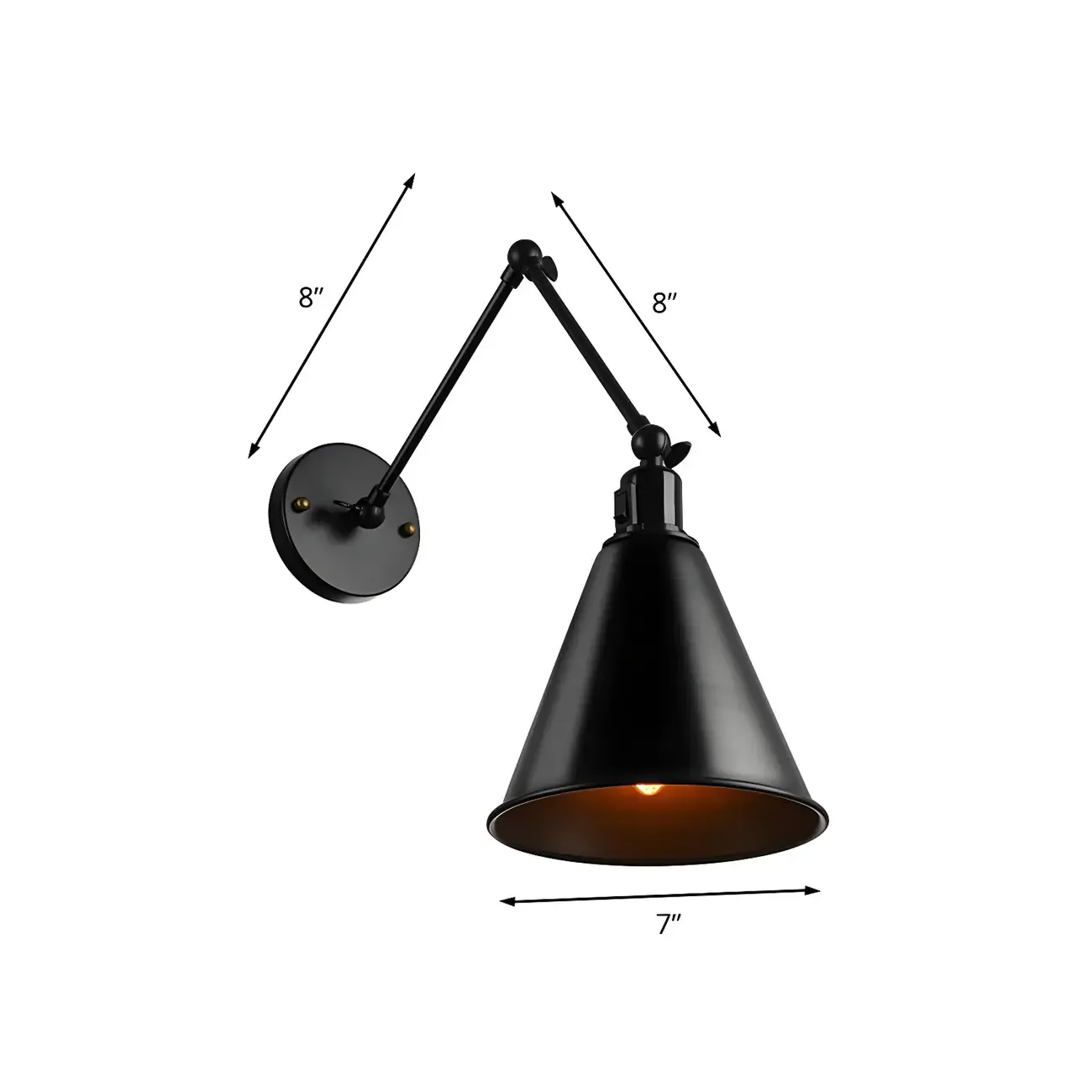 1-Light Cone Metal Swing Arm Wall Light
