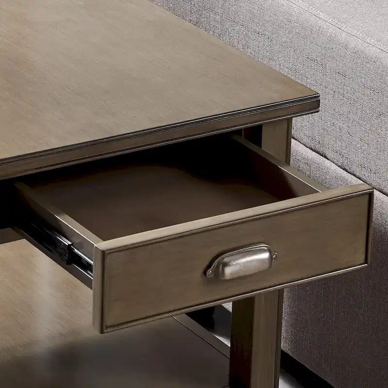 Laurent 20 in. Solid Wood End Table with Shelf and Drawer