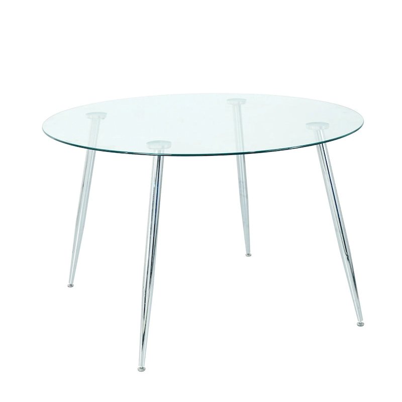Modern simple glass table, high-quality tempered glass metal material
