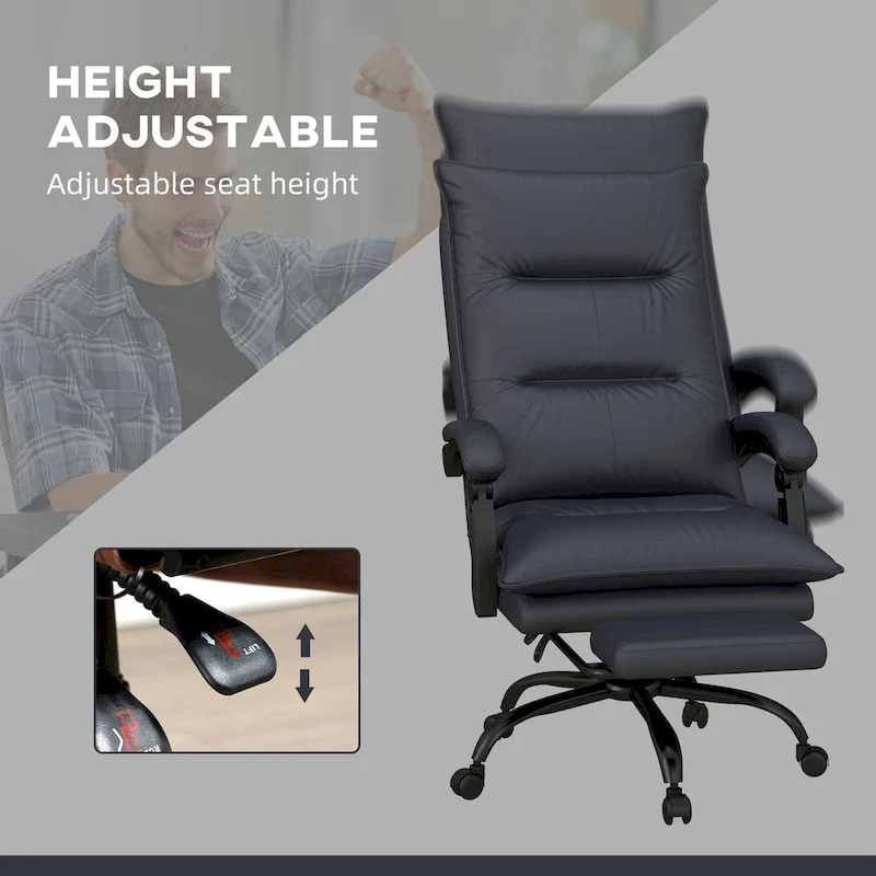 Vinsetto High Back Massage Office Chair with 6 Vibration Points, Heated Reclining Microfiber Computer Chair with Footrest