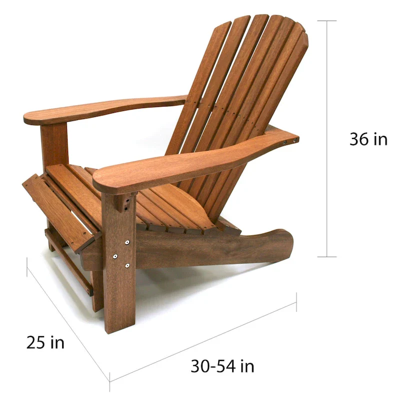 Eucalyptus Adirondack Chair with Built-in Ottoman