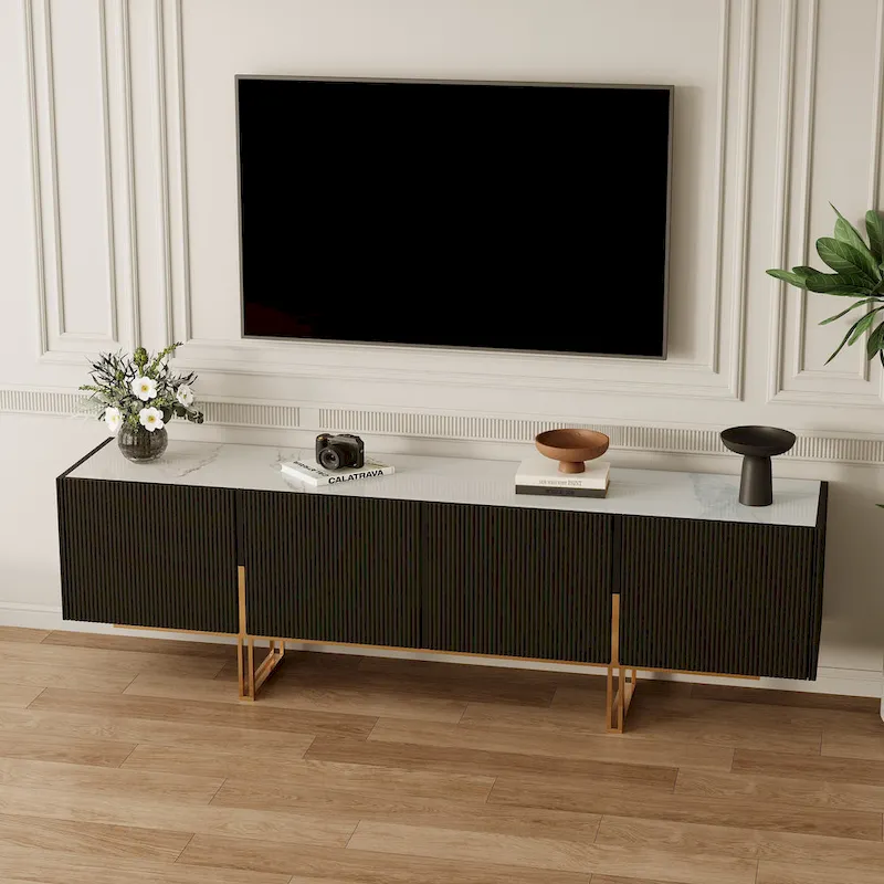 78.7  TV Stand, Entertainment Center with Faux Marble Top