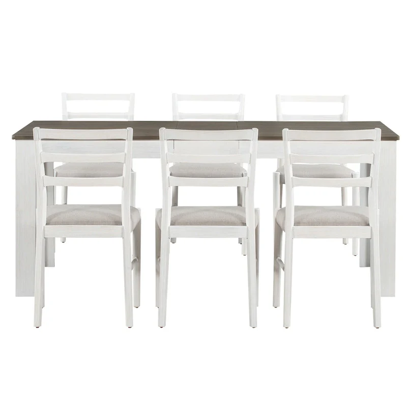 7-Piece Wooden Dining Table Set with 12 Leaf