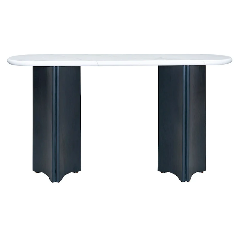 53.9  Console Table with Faux Marble Top & Wood Base