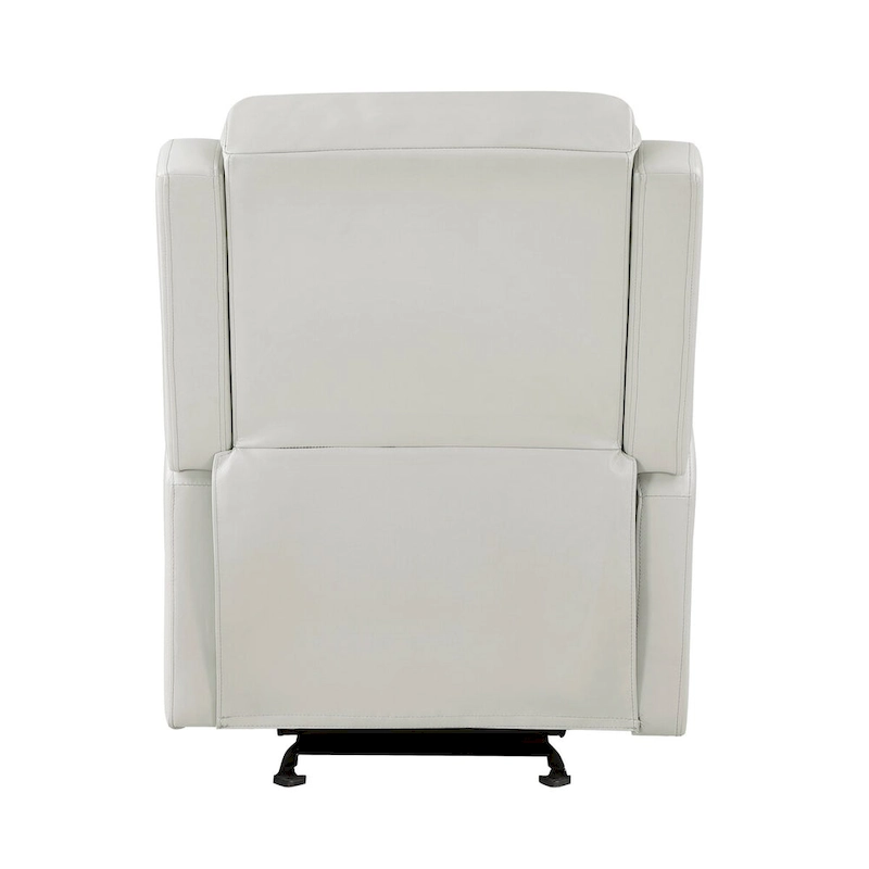 Kim 39 Inch Glider Manual Recliner Chair, Off White Faux Leather