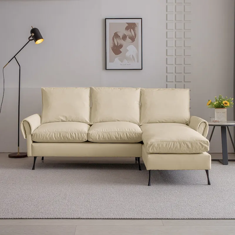 Modern L-Shaped Sofa Couch With Reversible Chaise Lounge