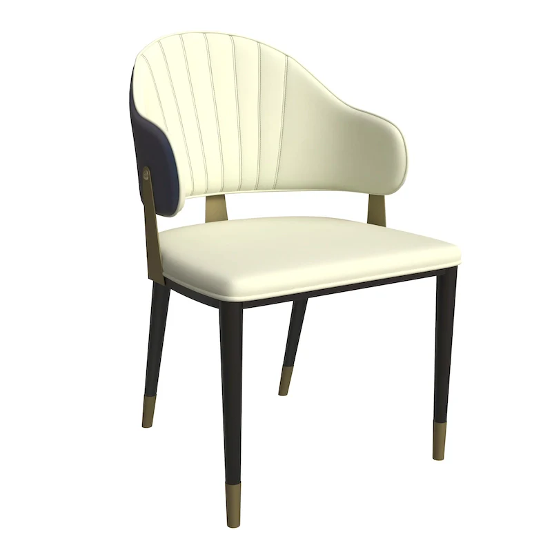 Leather Dining Chair in Iron with Gold Accents Design Modern Ergonomic Side Chair