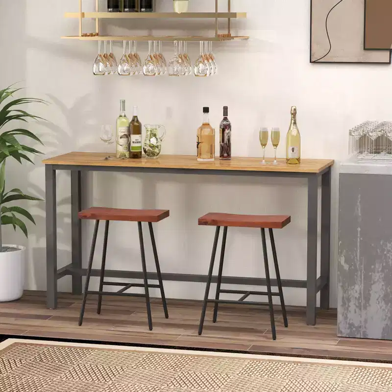 Costway Set of 2 Industrial Saddle Stool Counter Height Bar Stool Dining Pub Chair w/ Metal Frame