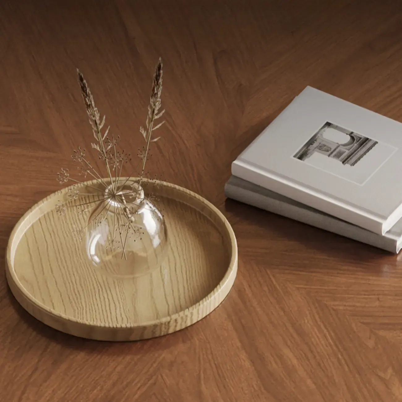 Metal Base Nesting Brown Wood Round Drawer Coffee Table