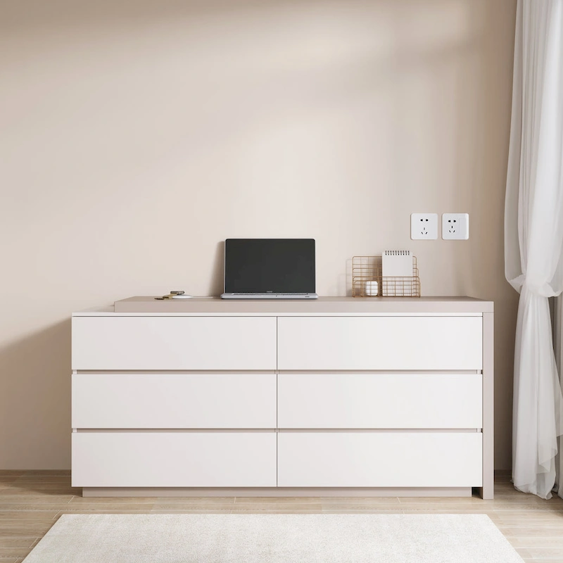 97.63  Modern Home Office Expandable Dresser Desk Combo with 6 Drawers