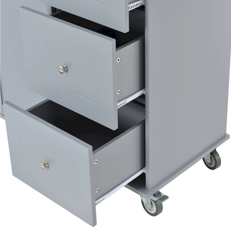 Multifunctional Kitchen Cart with Spice Rack and Adjustable Shelves