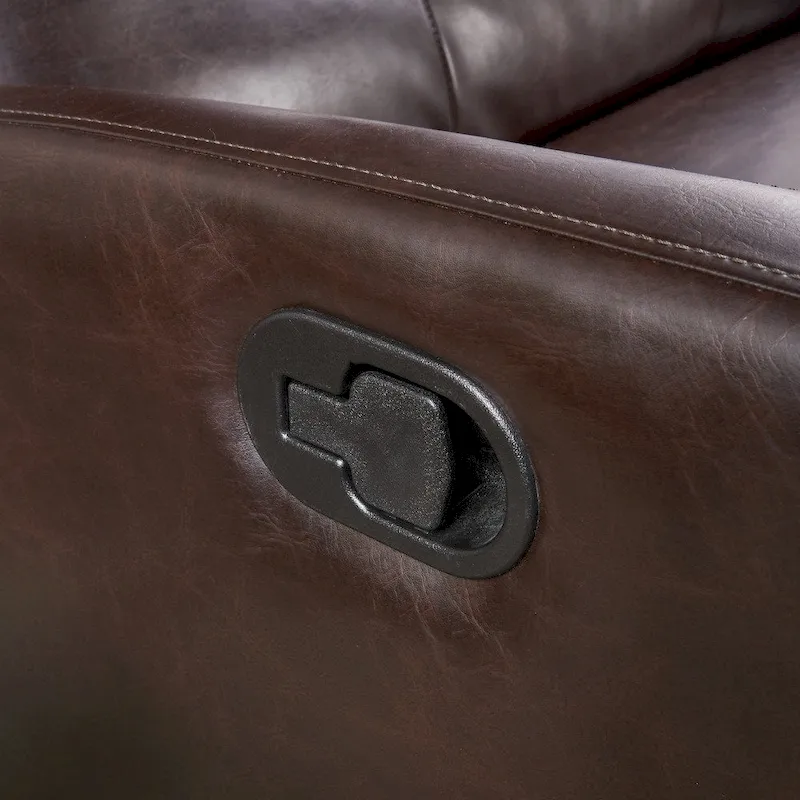Brown Faux Leather 2-Seater Push-Back Recliner