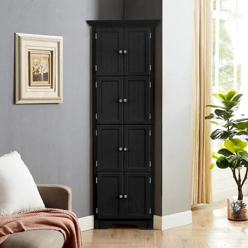 Tall Storage Cabinet with 4 Shelves for Living Room, Kitchen