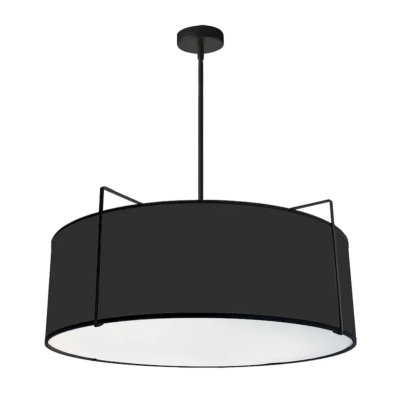 Dainolite Trapezoid Contemporary Black Luxury Pendant Light Modern Pendant Light w/ Black Tapered Drum Shade