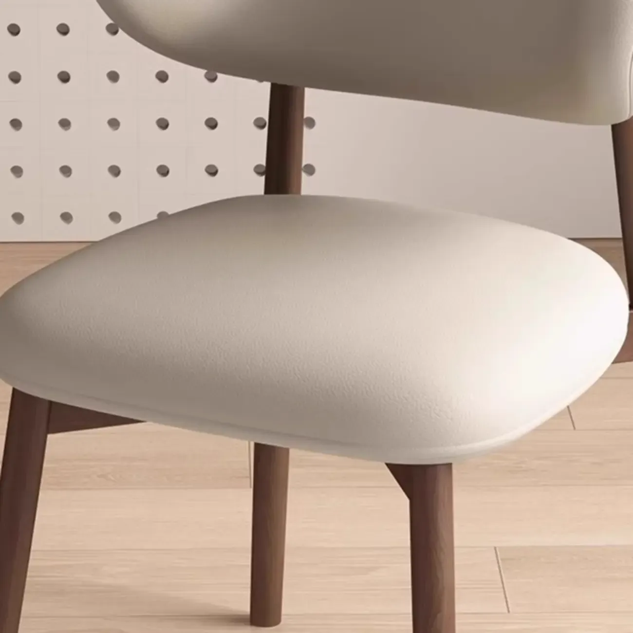 Modern Leather Wood Dining Chair Set of 2