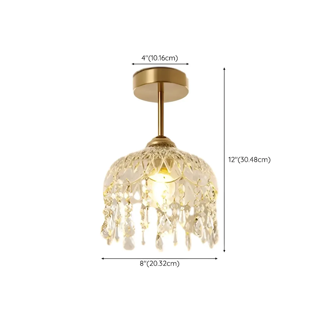 Elegant Golden Crystal Flower Dome Semi Flush Ceiling Light