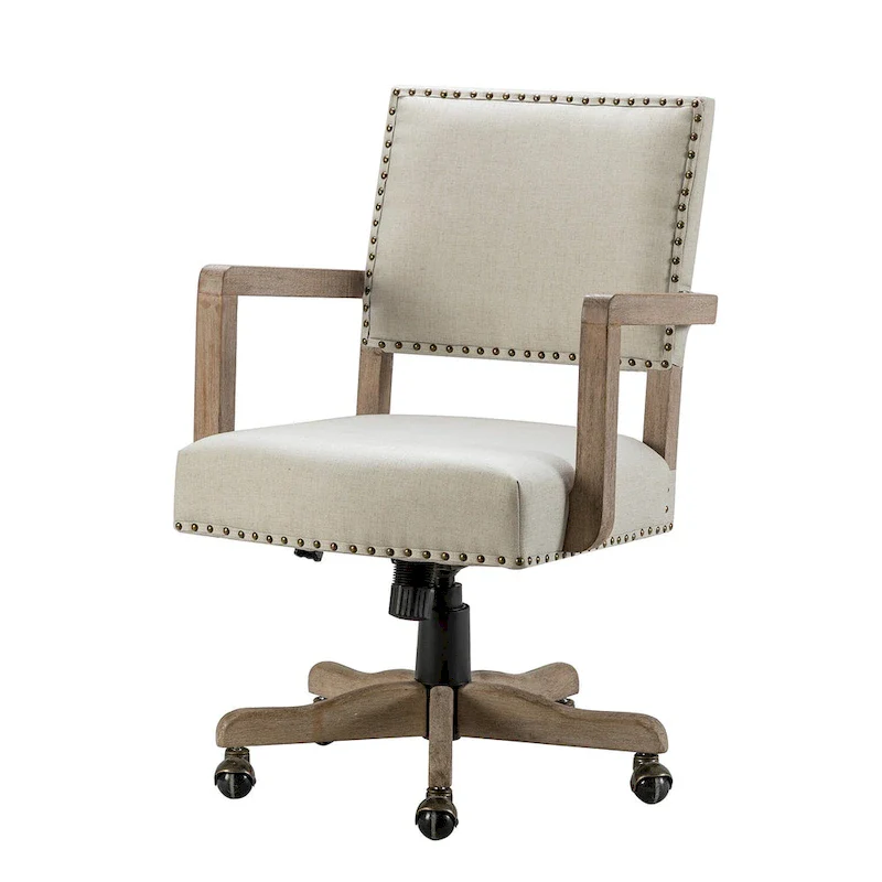 Taresa Modern Mid-Back Swivel Height Adjustable Task Chair with Nailhead Trim by HULALA HOME